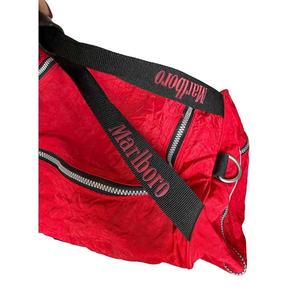 Vintage Marlboro Unlimited Large Red Blk Duffel Bag & Back Pk 90s Marlboro Miles
